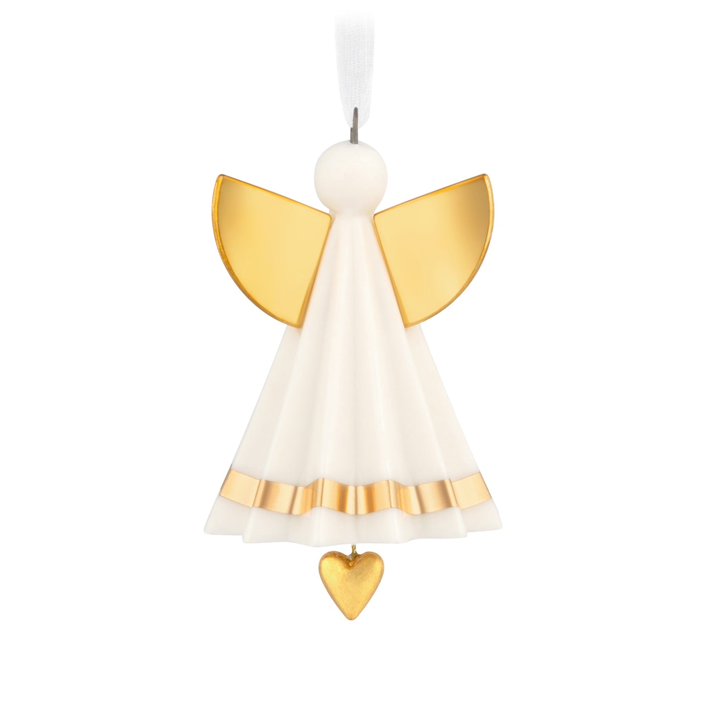 Petite Angel, Porcelain — 2026 Hallmark Keepsake 1.25" Mini Christmas Ornament featuring gold accents and a dangling heart charm.