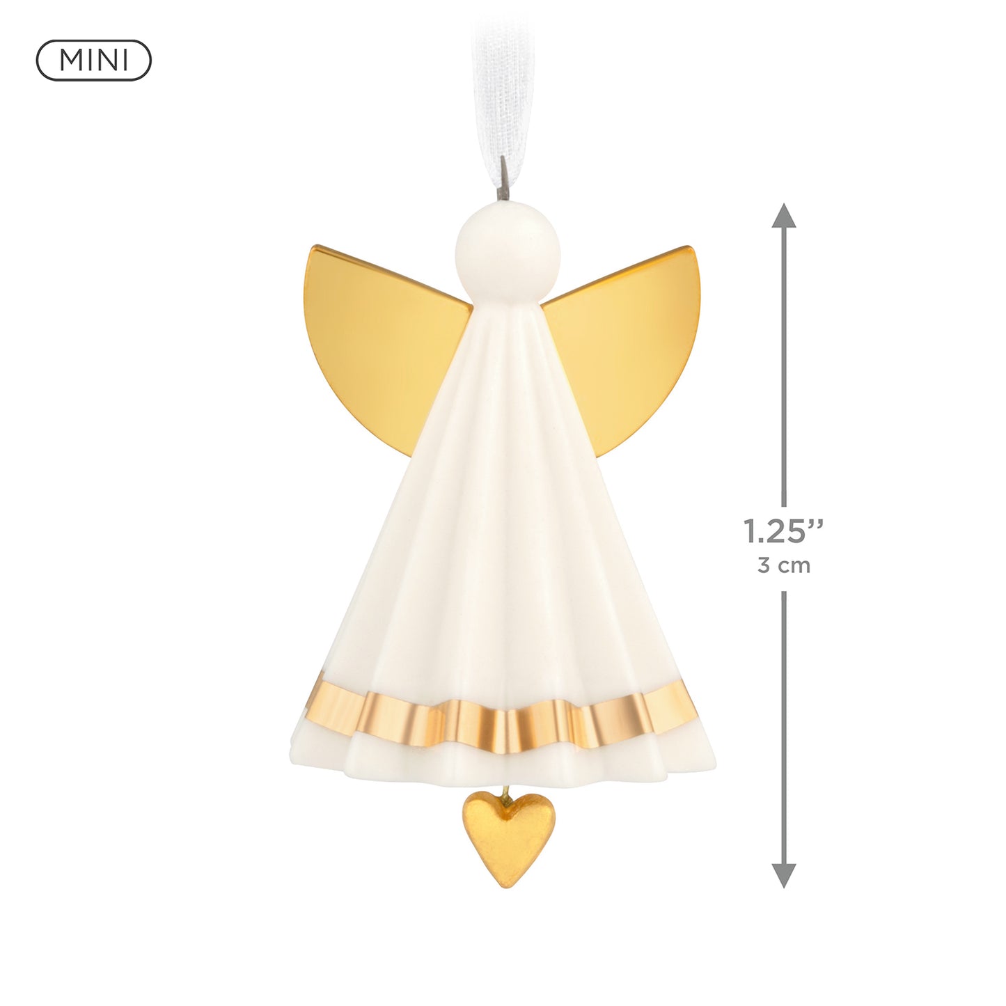 Petite Angel, Porcelain — 2026 Hallmark Keepsake 1.25" Mini Christmas Ornament with gold accents and dangling heart charm