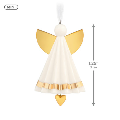 Petite Angel, Porcelain — 2026 Hallmark Keepsake 1.25" Mini Christmas Ornament with gold accents and dangling heart charm