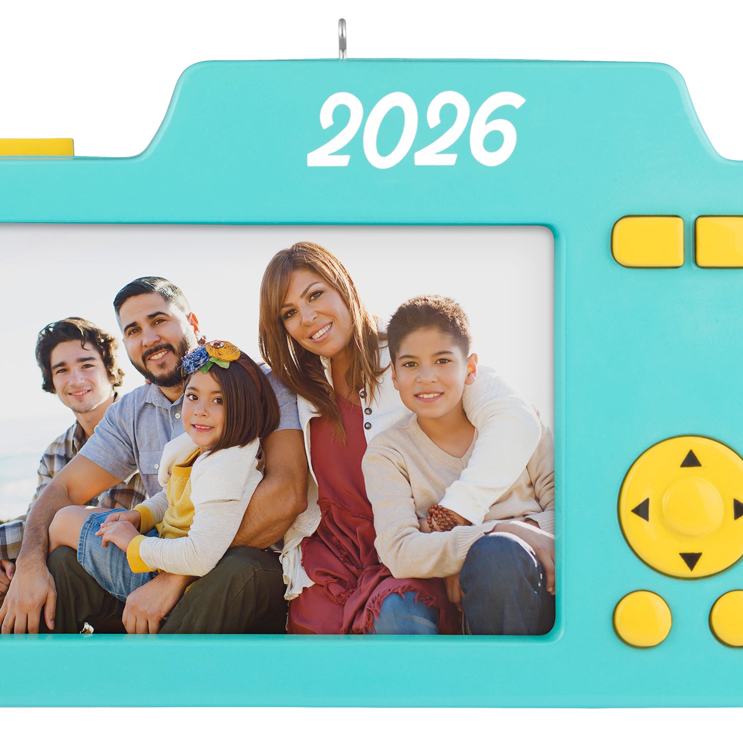 Pics or It Didn't Happen 2026 Photo Frame — 2026 Hallmark Keepsake Christmas Ornament featuring a bright blue camera design with family photo.
