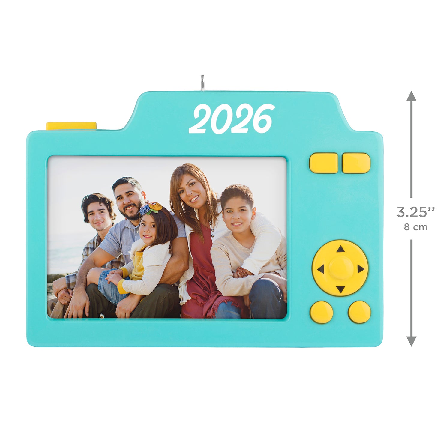 Pics or It Didn't Happen 2026 Photo Frame — 2026 Hallmark Keepsake Christmas Ornament in bright blue camera design with photo insert.