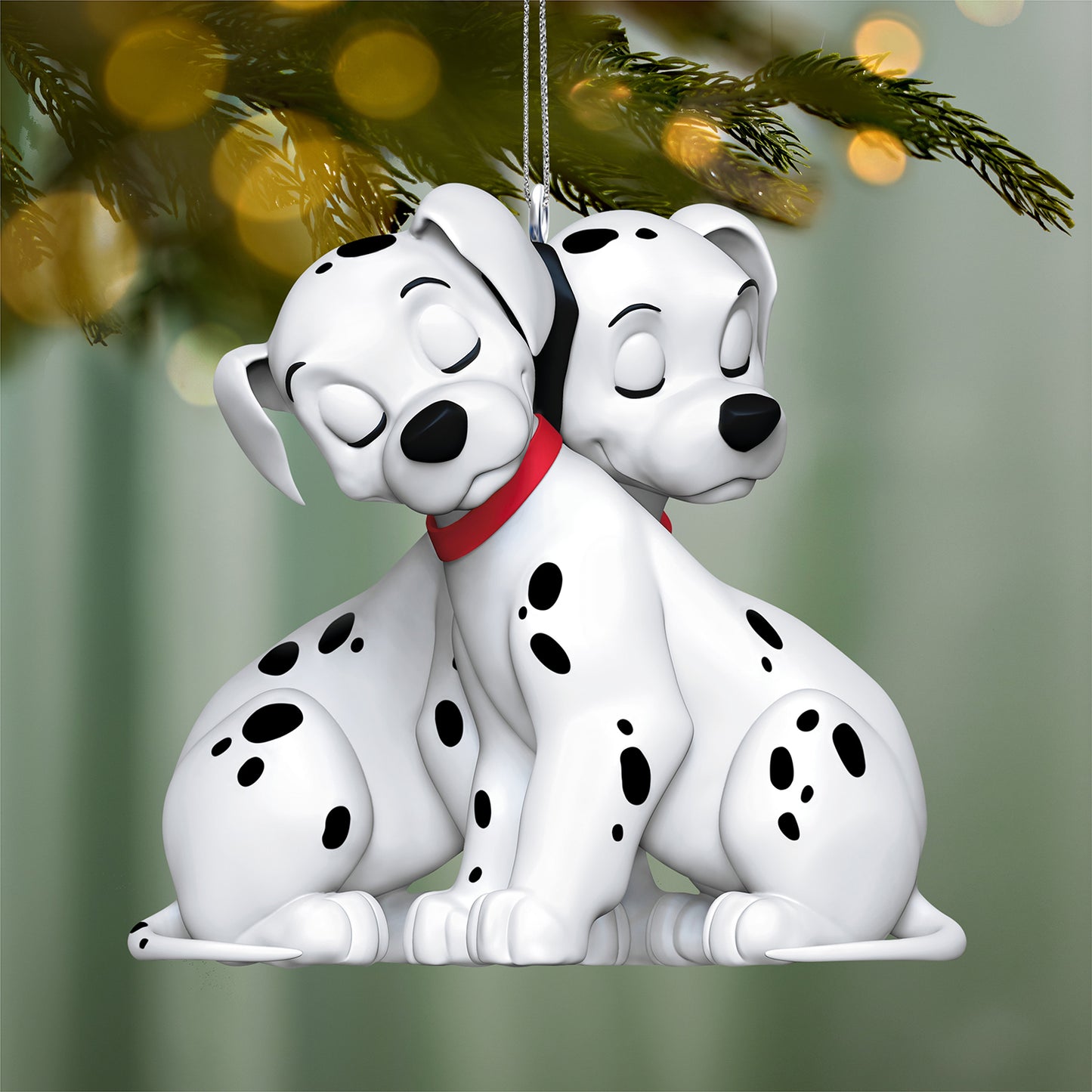Disney 101 Dalmatians 65th Anniversary Precious Pups — 2026 Hallmark Keepsake Christmas Ornament, two cute spotted puppies snuggled together, hanging from a tree.