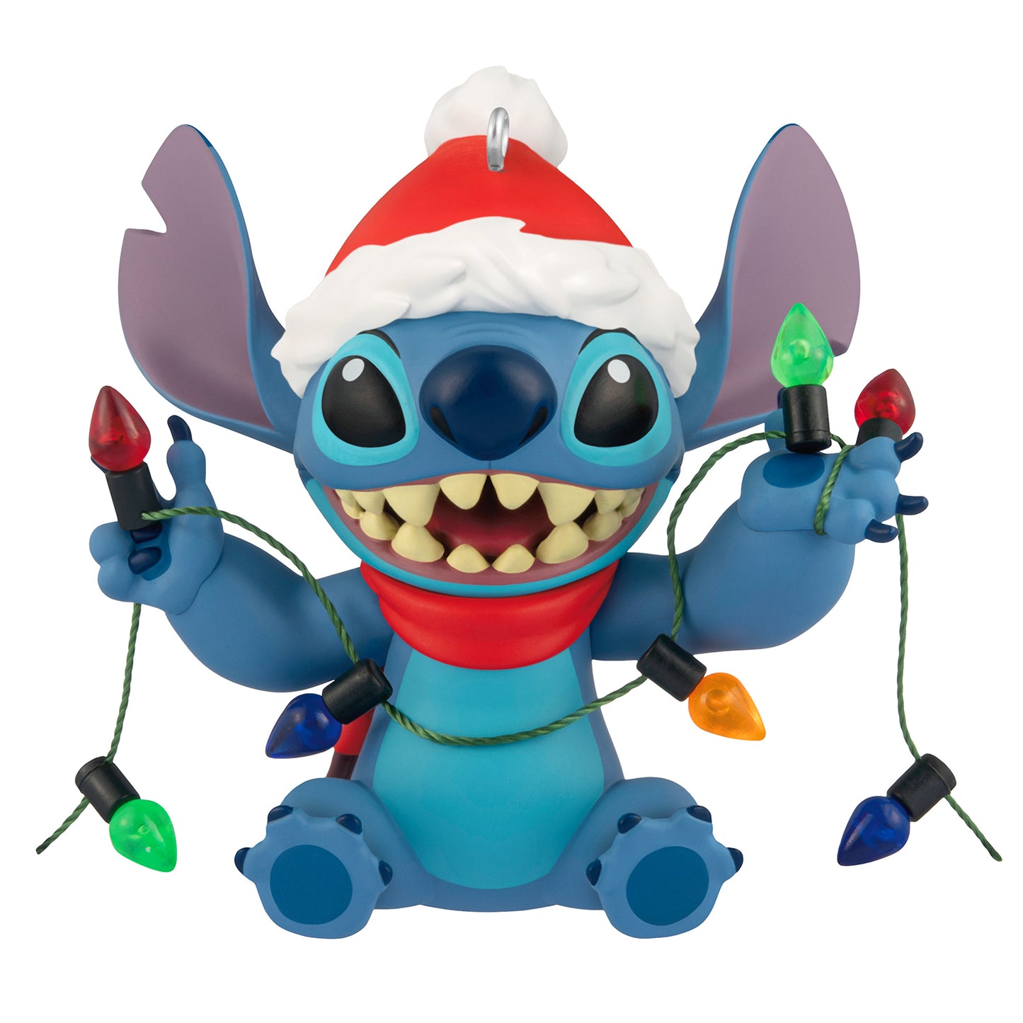 Disney Lilo & Stitch Shines Bright — 2026 Hallmark Keepsake Christmas Ornament, featuring Stitch in a Santa hat, holding colourful lights.