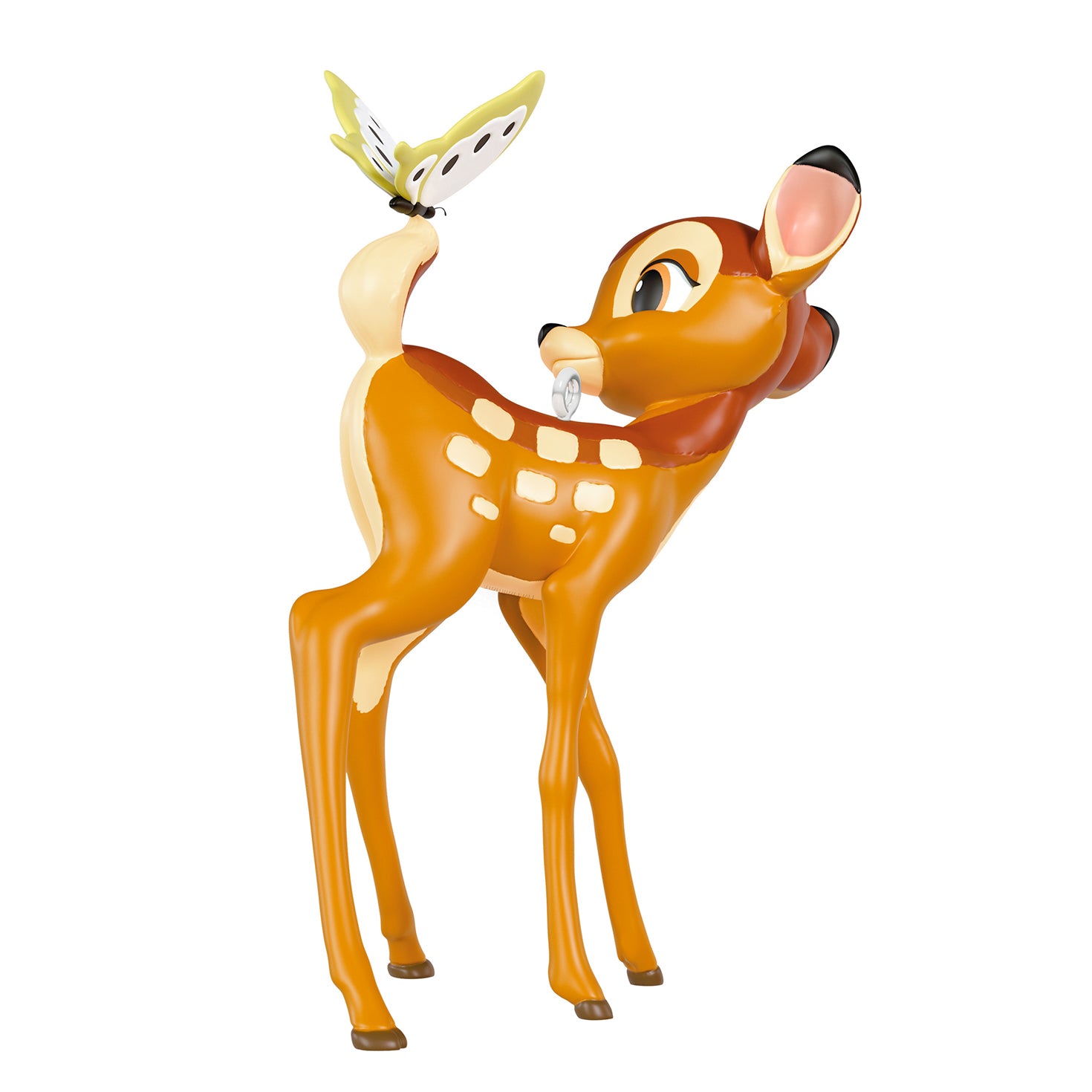 Disney Bambi and the Butterfly — 2026 Hallmark Keepsake Christmas Ornament, detail of Bambi with a butterfly, vibrant colours.