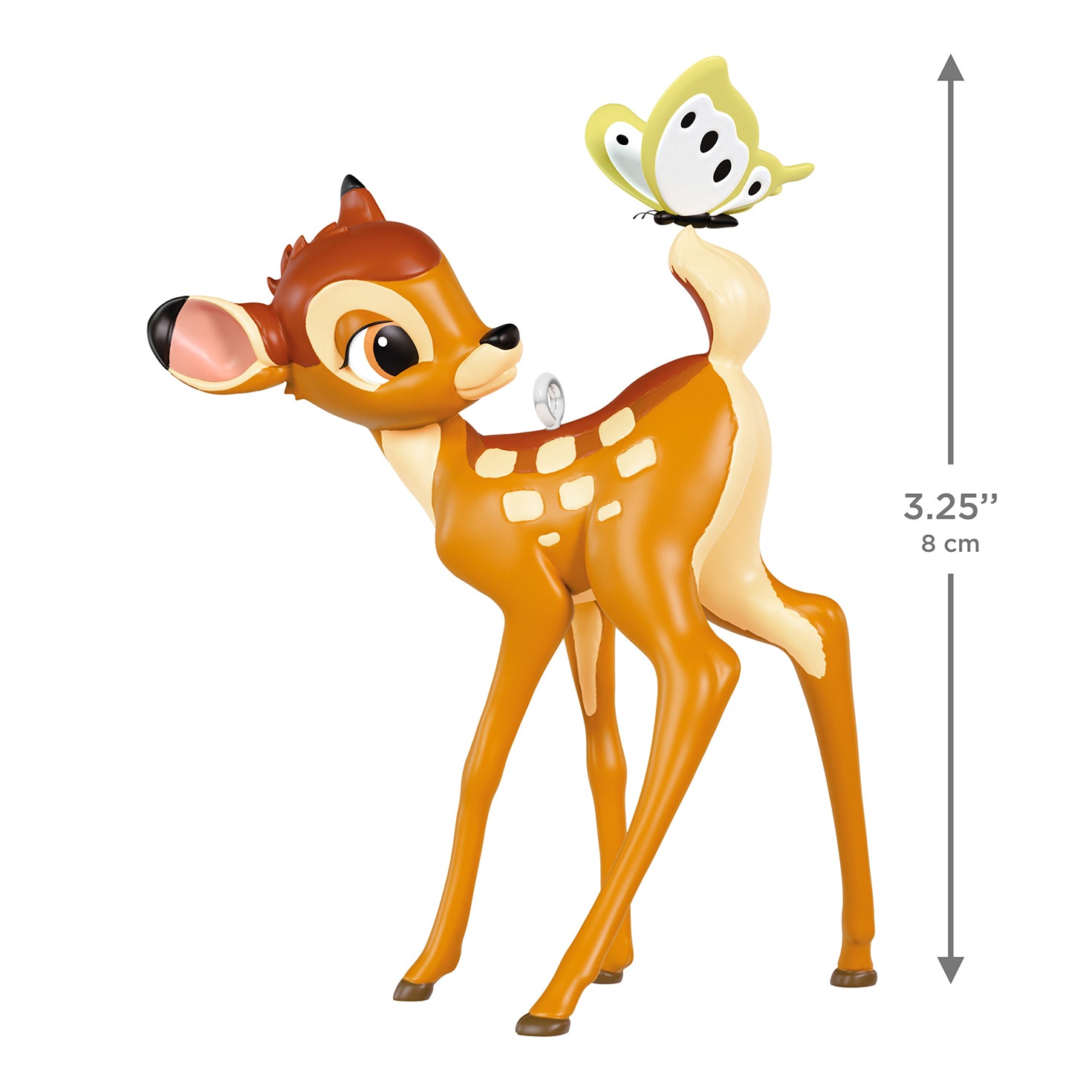 Disney Bambi and the Butterfly — 2026 Hallmark Keepsake Christmas Ornament, colourful fawn with a butterfly on its tail, 8 cm tall