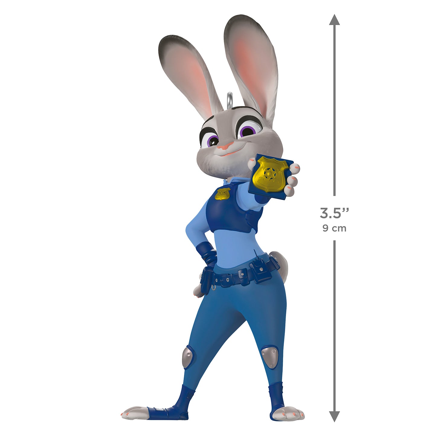 Disney Zootopia 10th Anniversary Officer Judy Hopps — 2026 Hallmark Keepsake Christmas Ornament in blue police uniform, displaying badge, 9 cm tall.