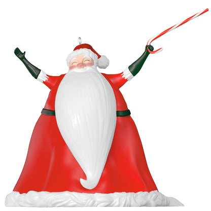 Disney Tim Burton's The Nightmare Before Christmas Santa Claus — 2026 Hallmark Keepsake Christmas Ornament, detailed design with candy cane, festive red and white.