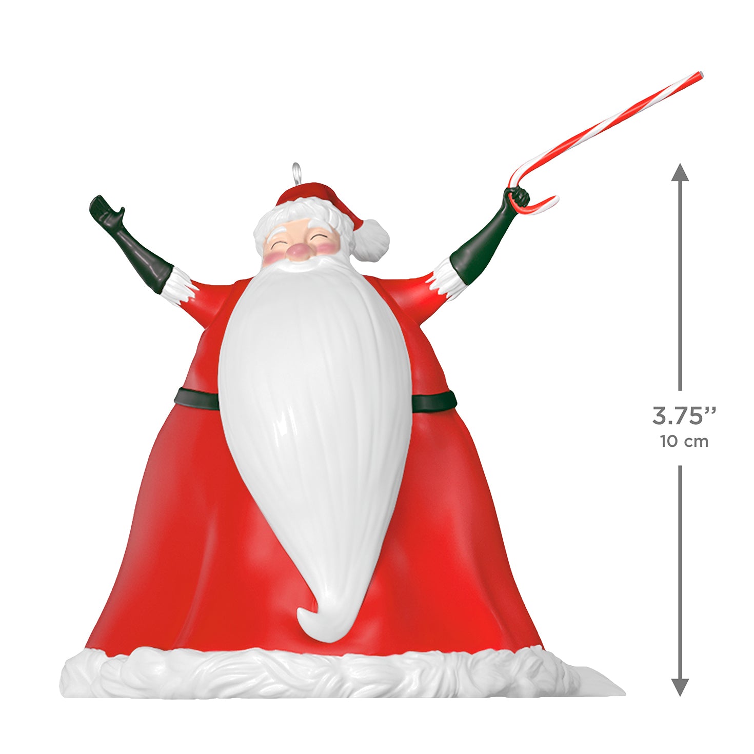 Disney Tim Burton's The Nightmare Before Christmas Santa Claus — 2026 Hallmark Keepsake Christmas Ornament in bright red with a candy cane.