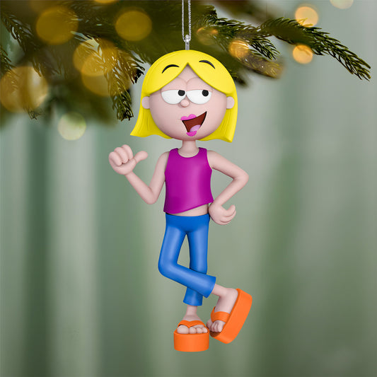 Disney Lizzie McGuire Animated Alter Ego — 2026 Hallmark Keepsake Christmas Ornament, featuring the character smiling in a hot pink top and blue pants, hanging from a tree branch.