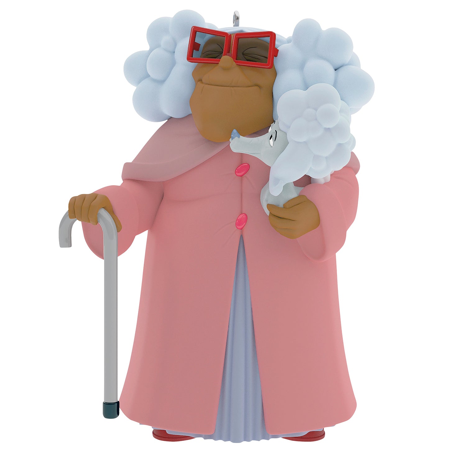 Disney The Proud Family Louder and Prouder Suga Mama and Puff — 2026 Hallmark Keepsake Christmas Ornament features Suga Mama in pink, holding her white poodle puff.
