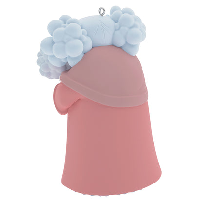 Disney The Proud Family Louder and Prouder Suga Mama and Puff — 2026 Hallmark Keepsake Christmas Ornament in a pink housecoat with a blue cloud hairdo, back view.