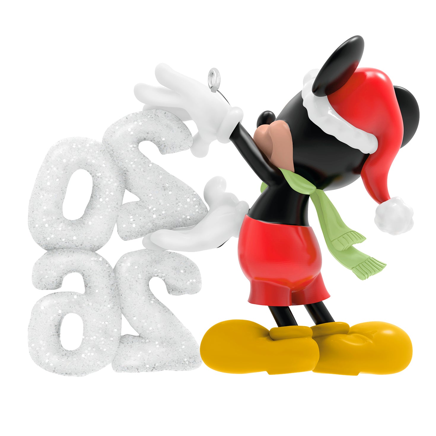 Disney Mickey Mouse A Year of Disney Magic 2026 — 2026 Hallmark Keepsake Christmas Ornament, festive character holding snow sculpture, close up view