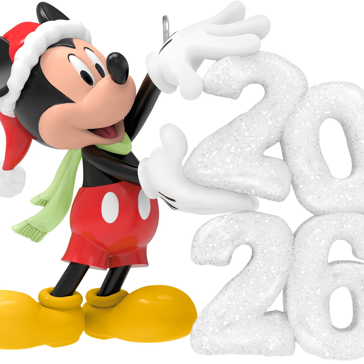Disney Mickey Mouse A Year of Disney Magic 2026 — 2026 Hallmark Keepsake Christmas Ornament featuring Mickey holding a sparkly snow sculpture.