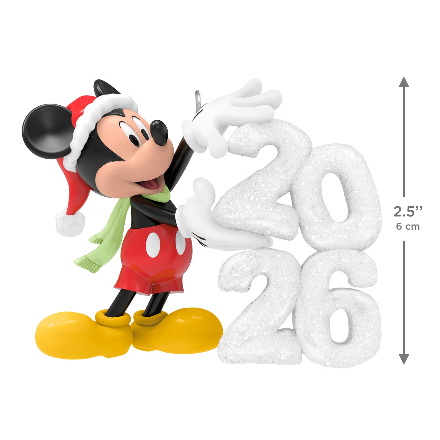 Disney Mickey Mouse A Year of Disney Magic 2026 — 2026 Hallmark Keepsake Christmas Ornament with 2026 snow sculpture, 6 cm height, festive colours