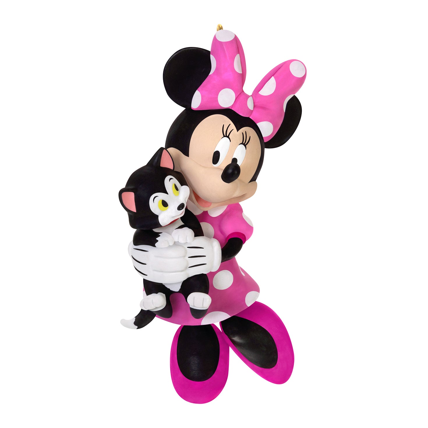 Disney Minnie Mouse Best Friends Forever — 2026 Hallmark Keepsake Christmas Ornament featuring Minnie in a pink polka-dot dress, hugging Figaro.