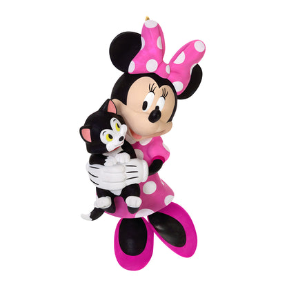 Disney Minnie Mouse Best Friends Forever — 2026 Hallmark Keepsake Christmas Ornament featuring Minnie in a pink polka-dot dress, hugging Figaro.