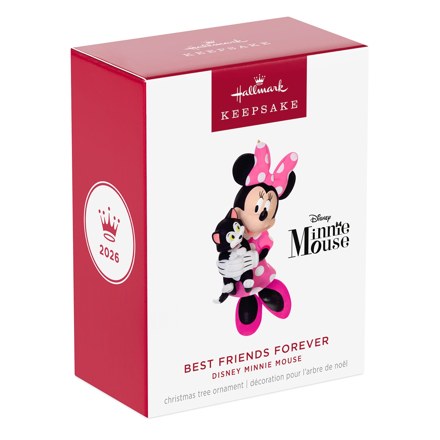 Disney Minnie Mouse Best Friends Forever — 2026 Hallmark Keepsake Christmas Ornament box packaging featuring Minnie and Figaro in colourful design.