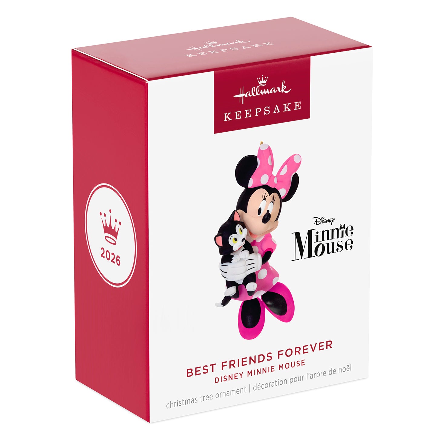 Disney Minnie Mouse Best Friends Forever — 2026 Hallmark Keepsake Christmas Ornament box packaging featuring Minnie and Figaro in colourful design.