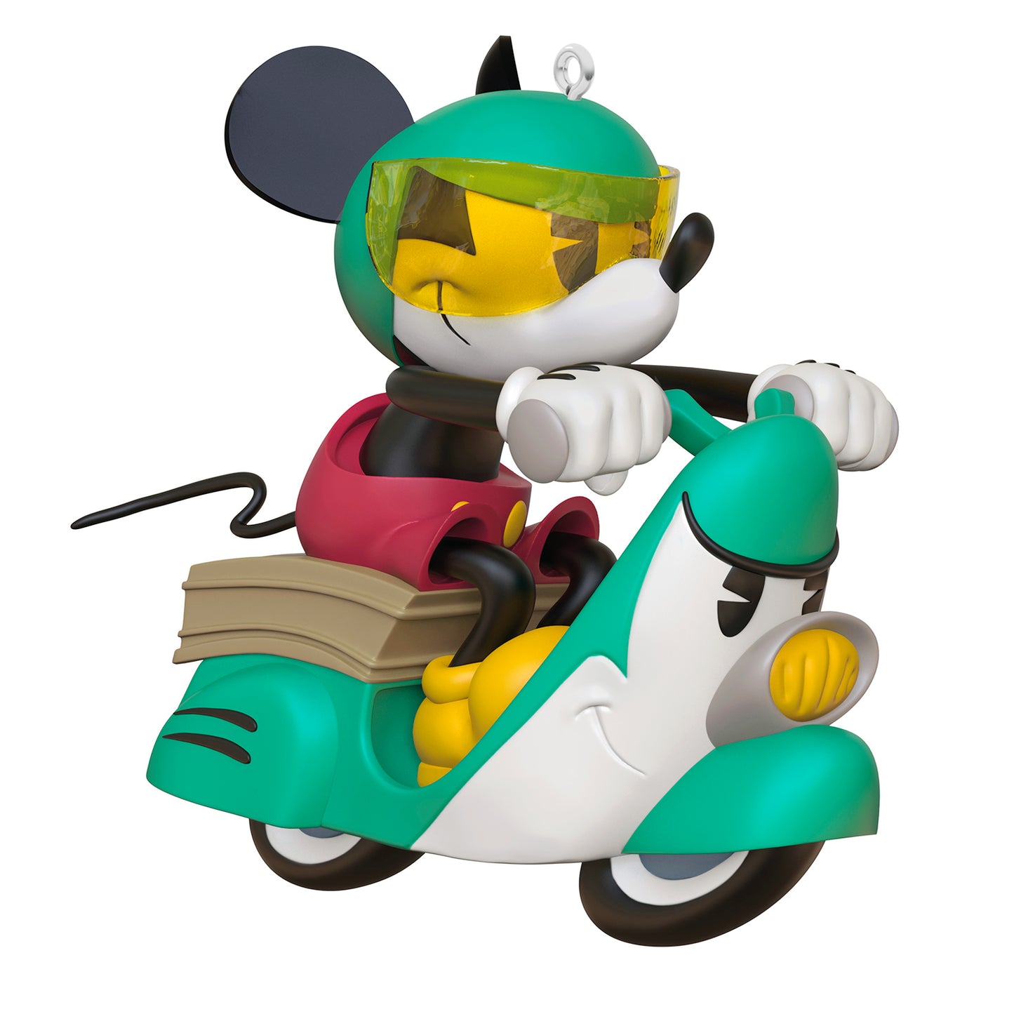 Disney Mickey Mouse Dashing All the Way — 2026 Hallmark Keepsake Christmas Ornament, colourful scooter design, close-up view, playful pose.