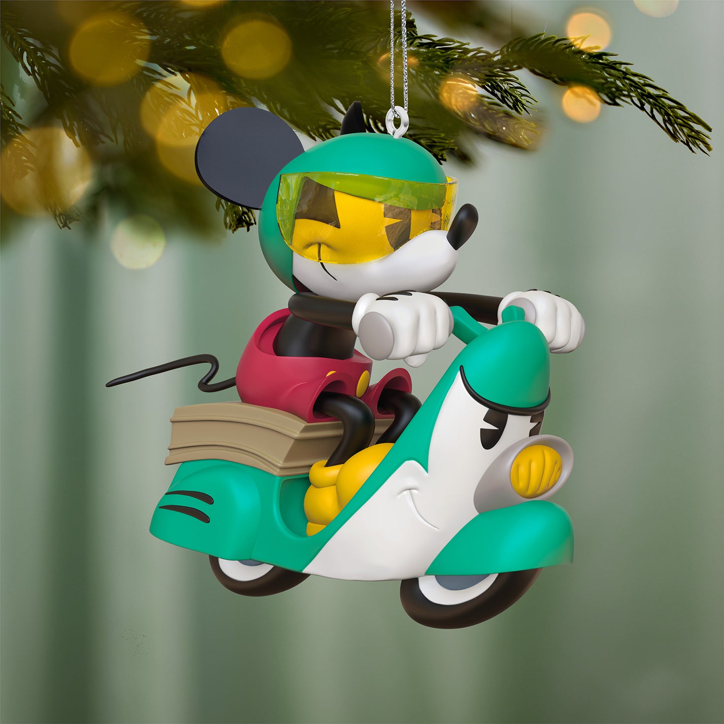 Disney Mickey Mouse Dashing All the Way — 2026 Hallmark Keepsake Christmas Ornament featuring Mickey on a scooter with a determined expression.