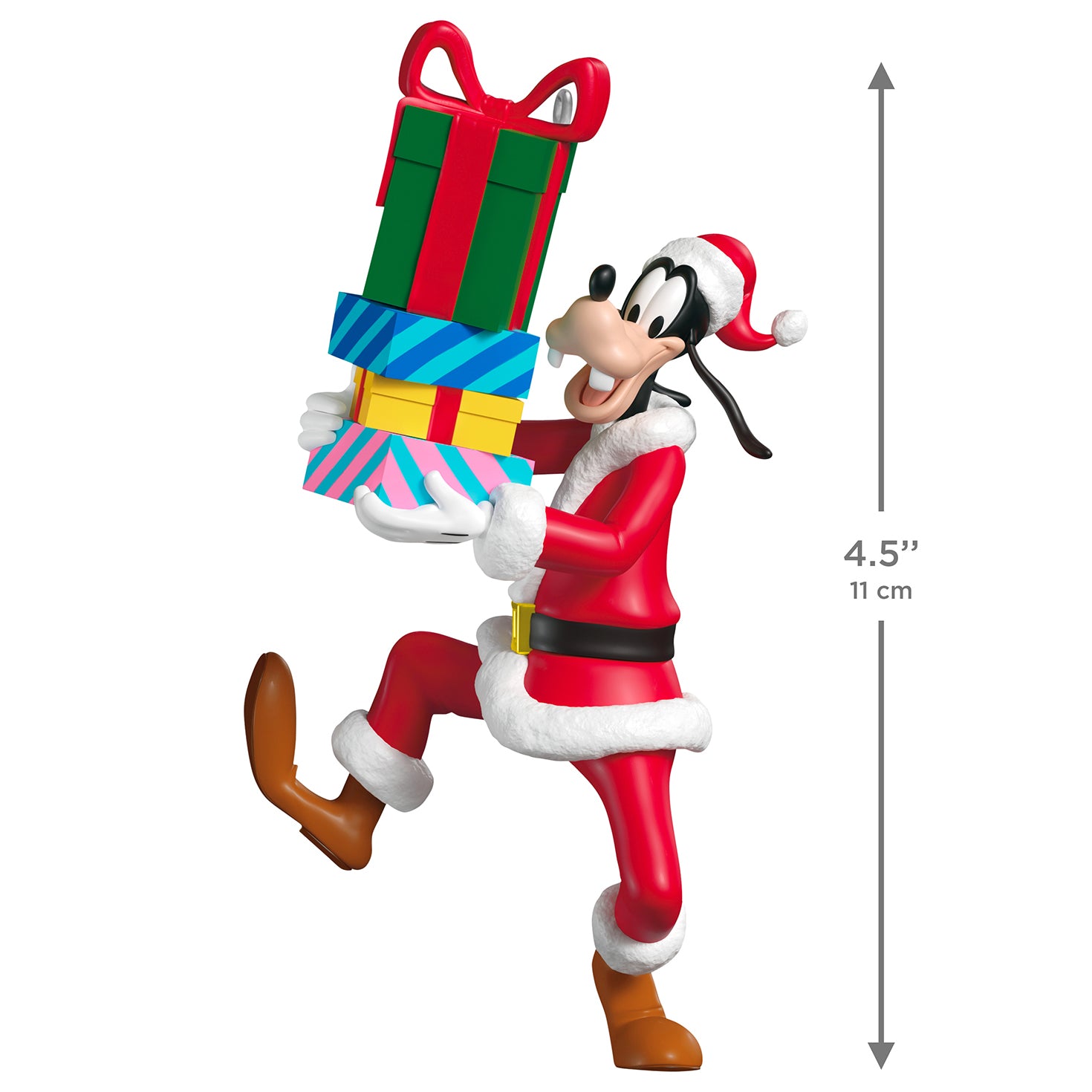 Disney Goofy Santa's Helper — 2026 Hallmark Keepsake Christmas Ornament, festive character holding stacked gifts, height 11 cm