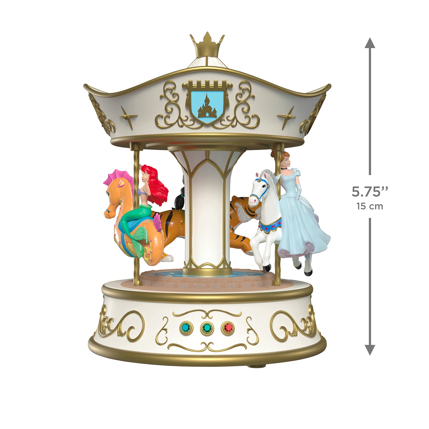 Disney Princess Dreams Go Round Musical With Light and Motion — 2026 Hallmark Keepsake Christmas Ornament, carousel ornament featuring Cinderella, Ariel, and Jasmine, 15 cm tall