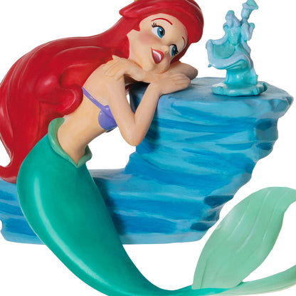 Disney The Little Mermaid Where the People Are — 2026 Hallmark Keepsake Christmas Ornament featuring Ariel on a rock gazing at a Prince Eric statue.