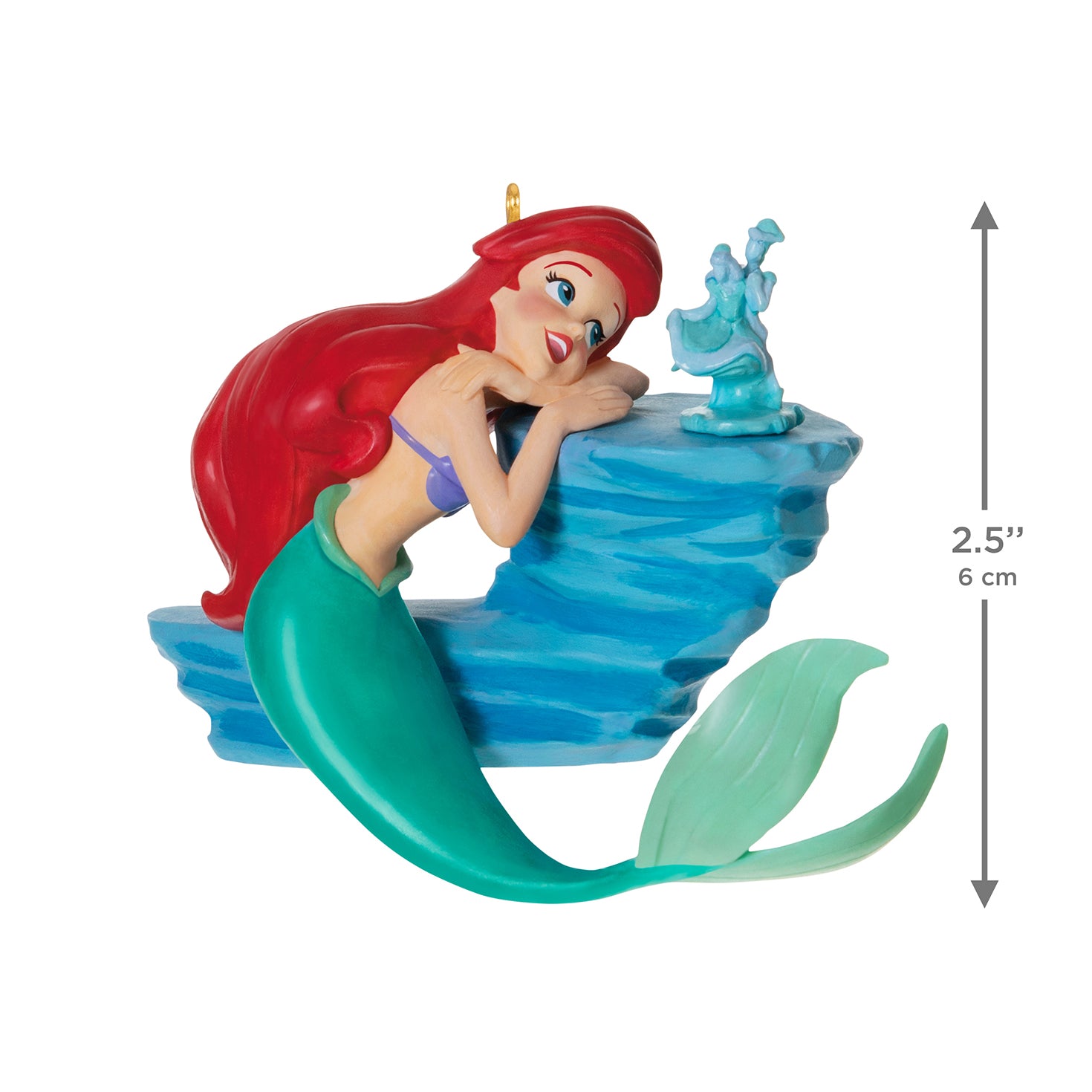 Disney The Little Mermaid Where the People Are — 2026 Hallmark Keepsake Christmas Ornament featuring Ariel leaning on an ocean rock, 6 cm