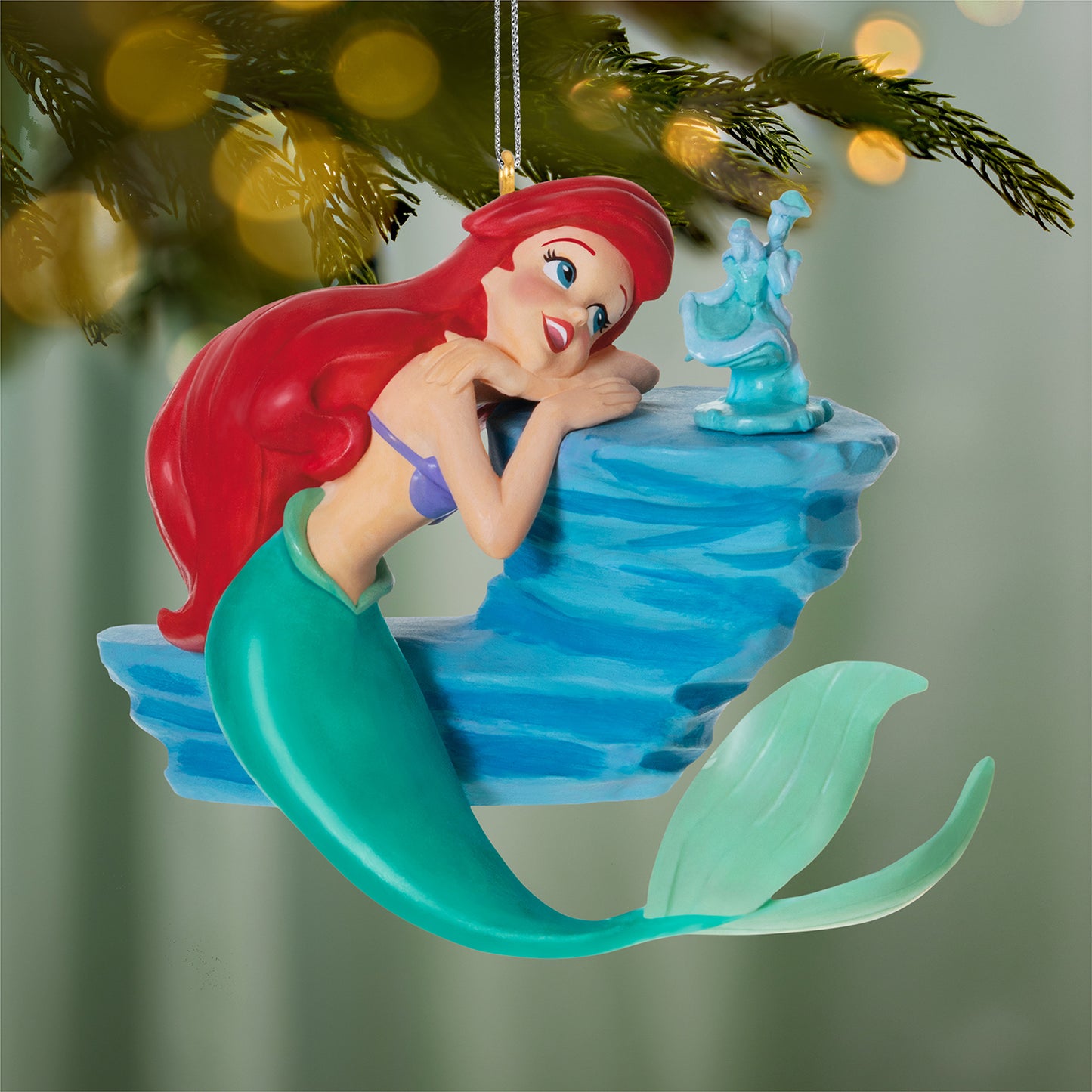 Disney The Little Mermaid Where the People Are — 2026 Hallmark Keepsake Christmas Ornament, vibrant detail of Ariel resting on a rock with Prince Eric's statue.