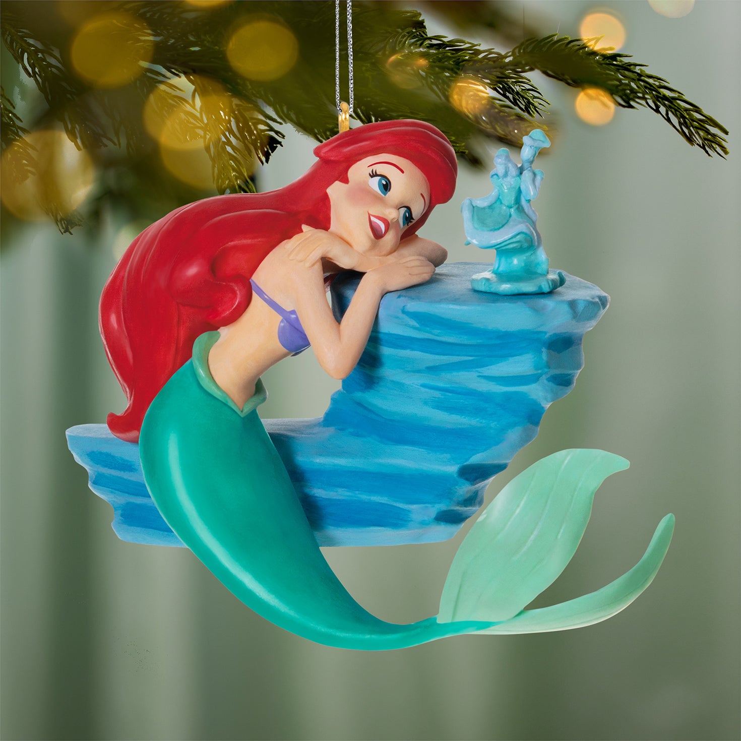 Disney The Little Mermaid Where the People Are — 2026 Hallmark Keepsake Christmas Ornament, vibrant detail of Ariel resting on a rock with Prince Eric's statue.
