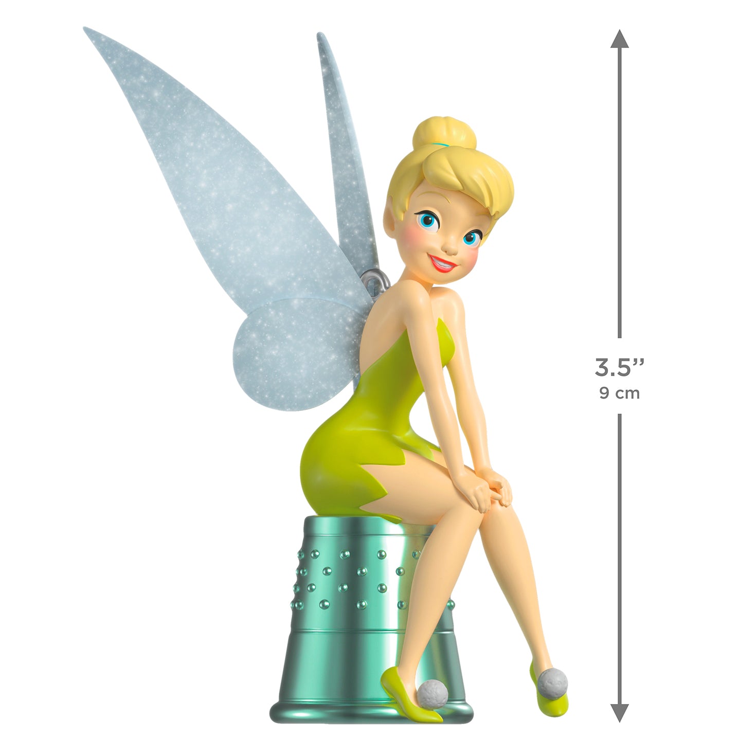 Disney Peter Pan Precocious Pixie — 2026 Hallmark Keepsake Christmas Ornament, Tinker Bell in green dress with glittery wings, 9 cm tall