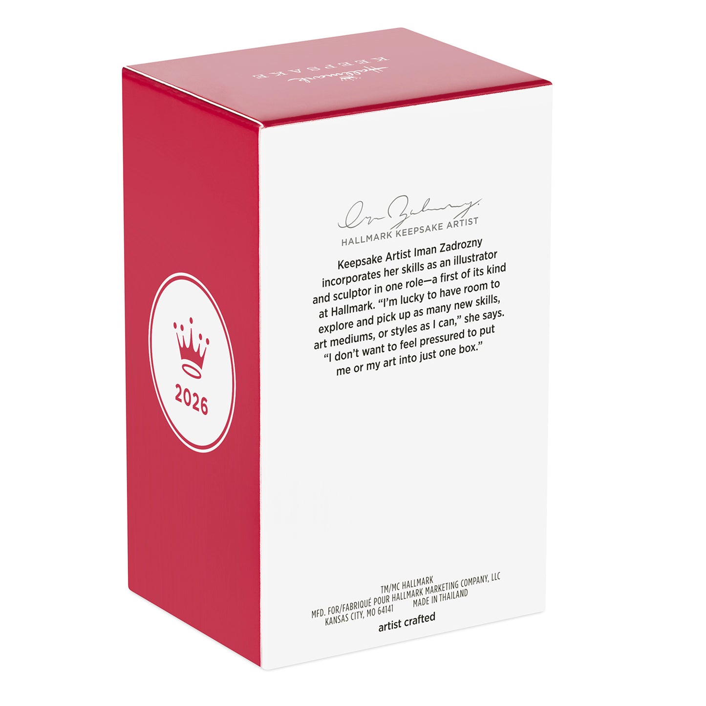 Disney Peter Pan Precocious Pixie — 2026 Hallmark Keepsake Christmas Ornament packaging box with artist details and logo.