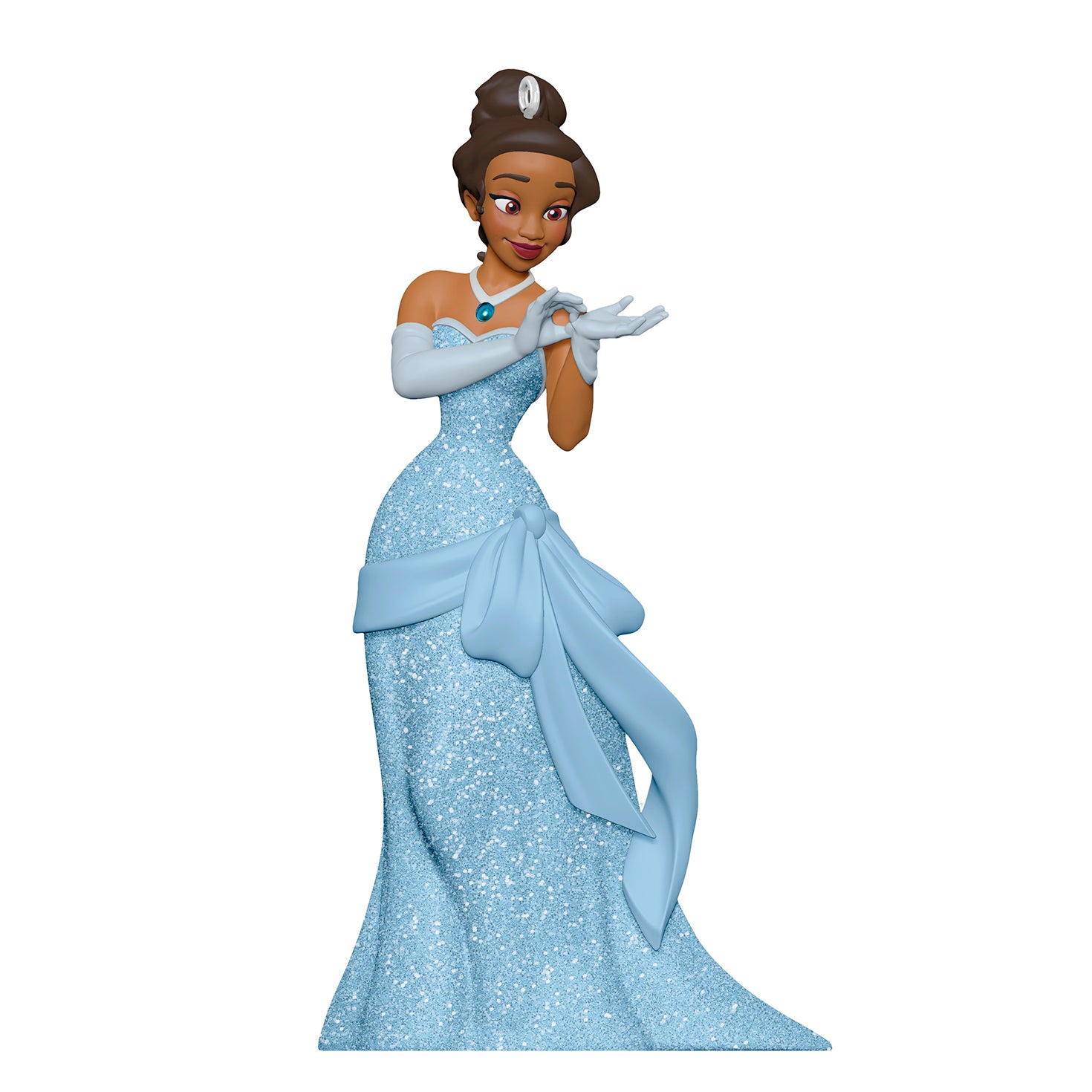Disney The Princess and the Frog A Beauty in Blue — 2026 Hallmark Keepsake Christmas Ornament, Tiana in a sparkling blue gown, full view