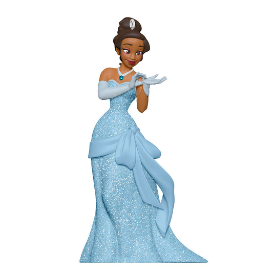Disney The Princess and the Frog A Beauty in Blue — 2026 Hallmark Keepsake Christmas Ornament, Tiana in a sparkling blue gown, full view