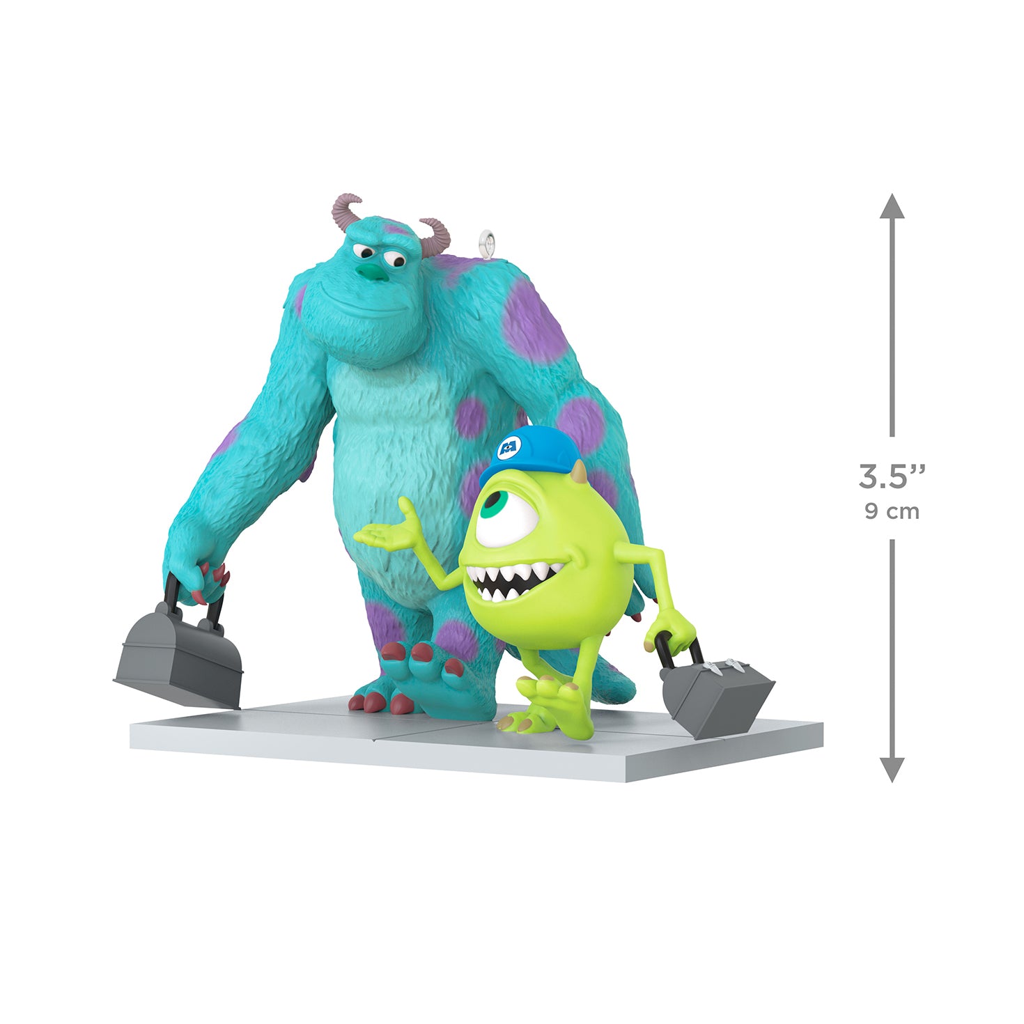 Disney/Pixar Monsters, Inc. Mike and Sulley — 2026 Hallmark Keepsake Christmas Ornament, featuring Sulley and Mike holding lunch boxes, 9 cm