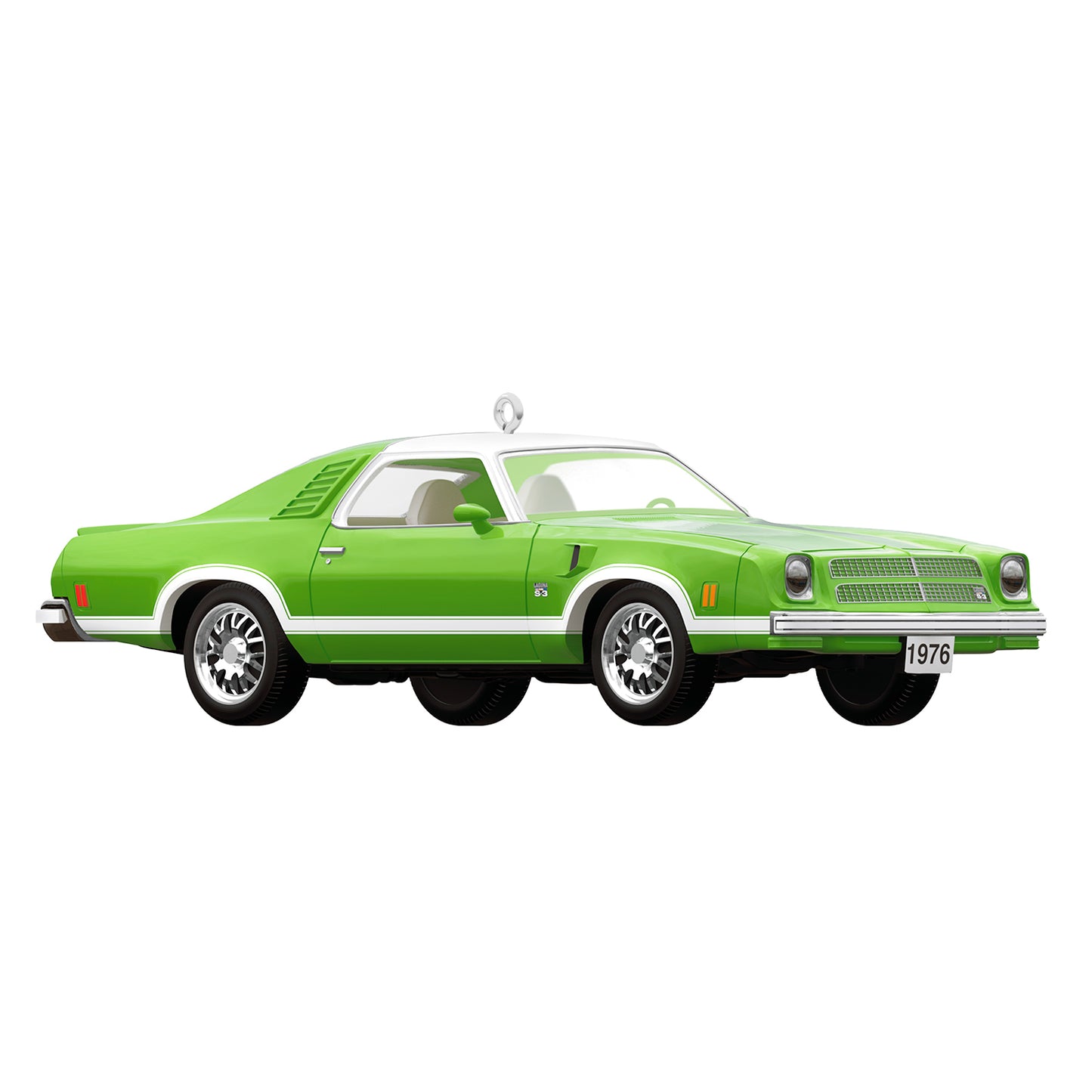 1976 Chevrolet Chevelle Laguna S-3 50th Anniversary 2026, metal in vibrant green, angled view showcasing detailed die-cast design.