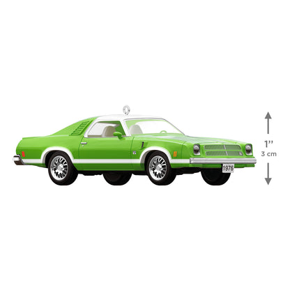 1976 Chevrolet Chevelle Laguna S-3 50th Anniversary 2026, metal ornament in neon green with detailed design, 3 cm long.