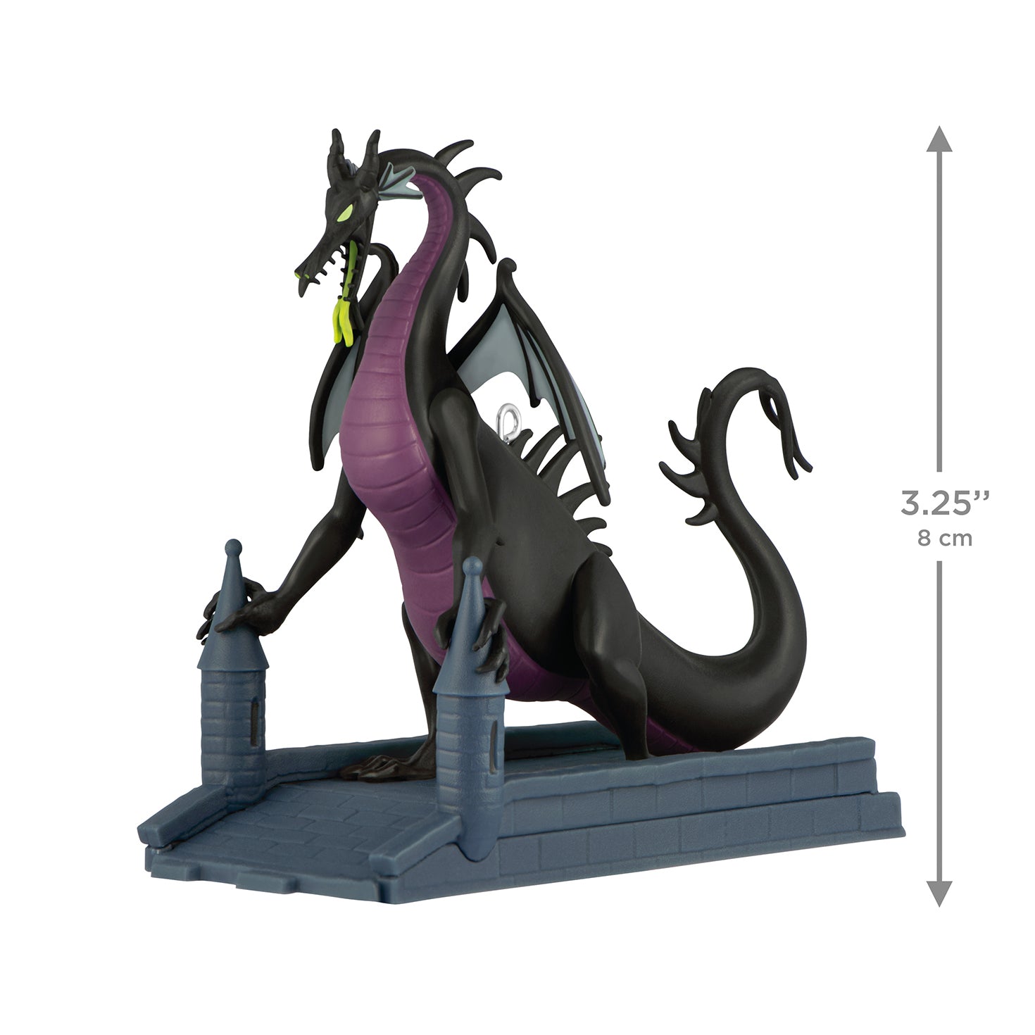 Disney Sleeping Beauty Maleficent in Dragon Form — 2026 Hallmark Keepsake Christmas Ornament, 8 cm detailed dragon figurine on castle bridge.
