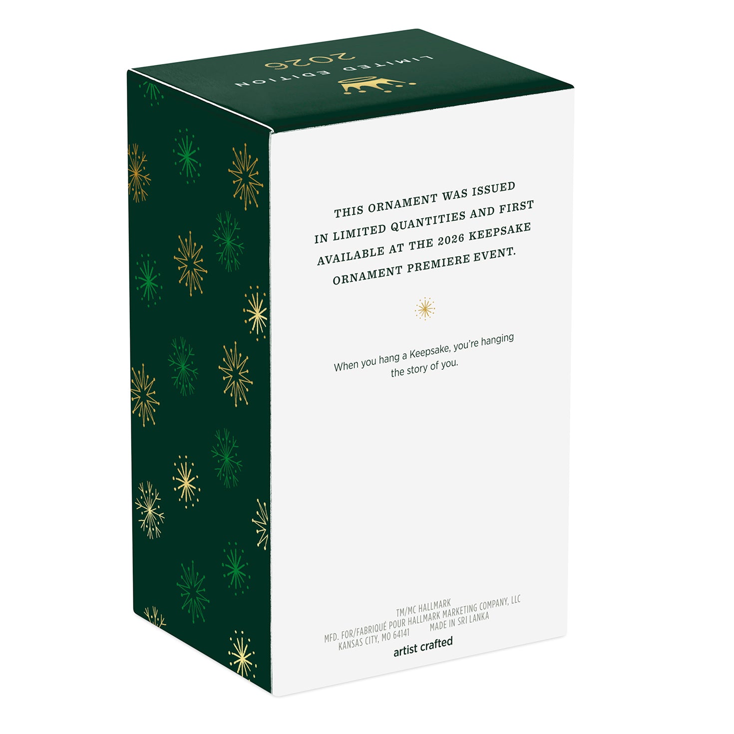 Rogue One: A Star Wars Story 10th Anniversary Jyn Erso — 2026 Hallmark Keepsake Christmas Ornament packaging design in festive green with gold details.
