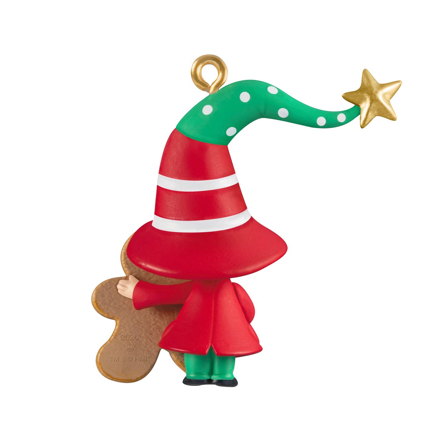 Gnome for Christmas Clove's Favorite Cookie — 2026 Hallmark Keepsake Christmas Ornament featuring a gnome with a red and green hat holding a gingerbread man