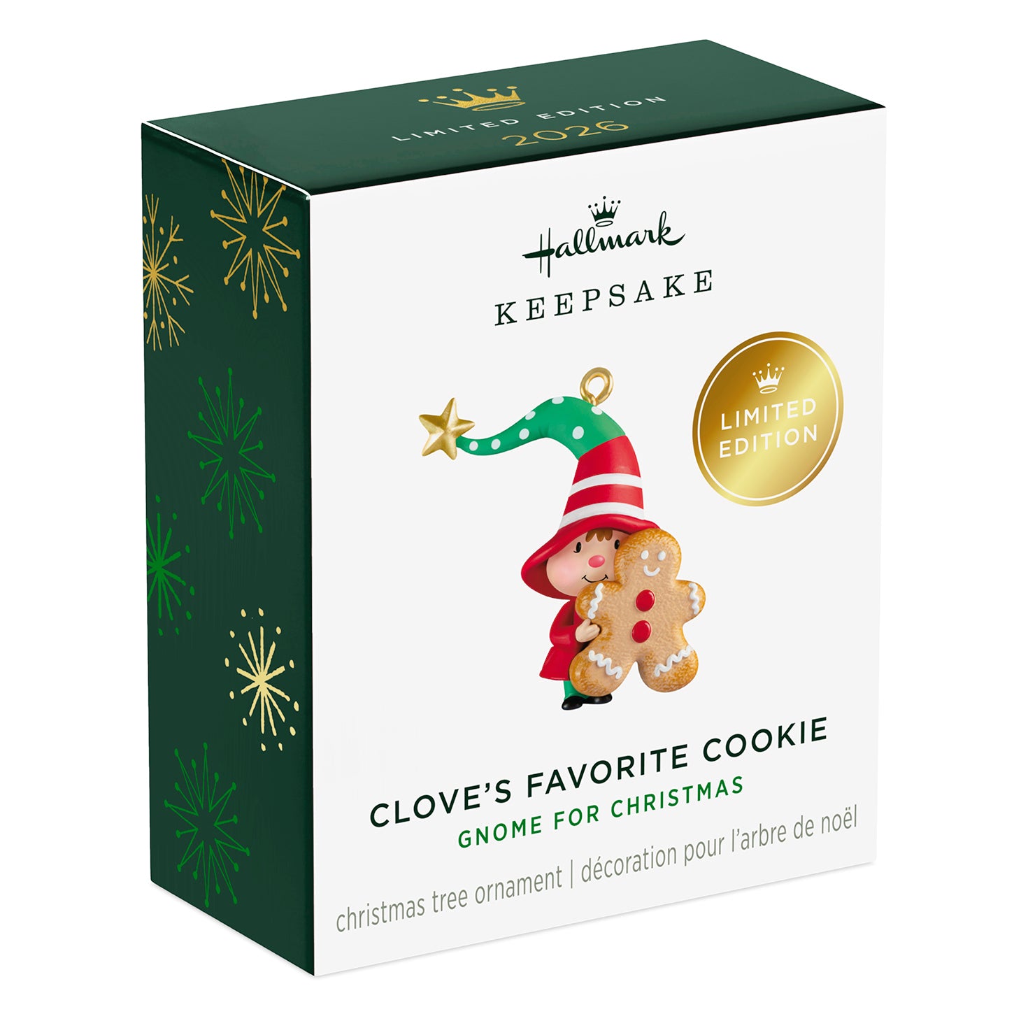 Gnome for Christmas Clove's Favorite Cookie — 2026 Hallmark Keepsake Christmas Ornament in limited edition packaging, featuring festive design.