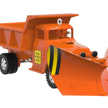 Hasbro Tonka State Hi-Way Dept Dump Truck, Metal — 2026 Hallmark Keepsake Christmas Ornament in bright orange with snow plough detail