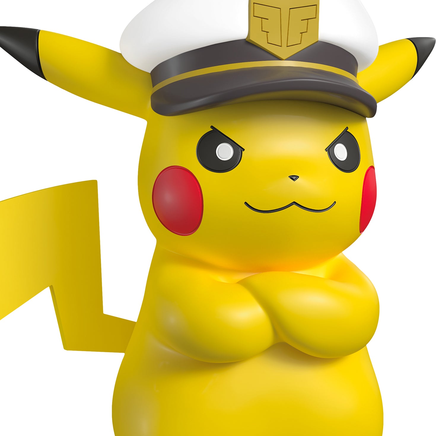 Pokémon Captain Pikachu — 2026 Hallmark Keepsake Christmas Ornament, detailed close-up of Pikachu in naval hat, arms crossed.