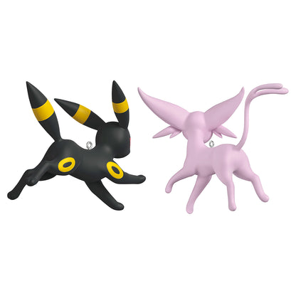 Pokémon Espeon and Umbreon, Set of 2 — 2026 Hallmark Keepsake Christmas Ornaments, detailed close-up view, colourful design