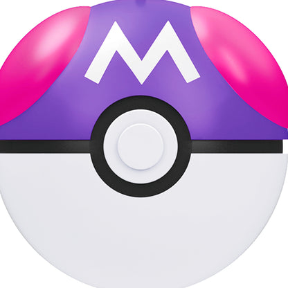 Pokémon Poké Ball, Set of 6 — 2026 Hallmark Keepsake Christmas Ornaments, close up of Master Ball design with vibrant pink and purple details.