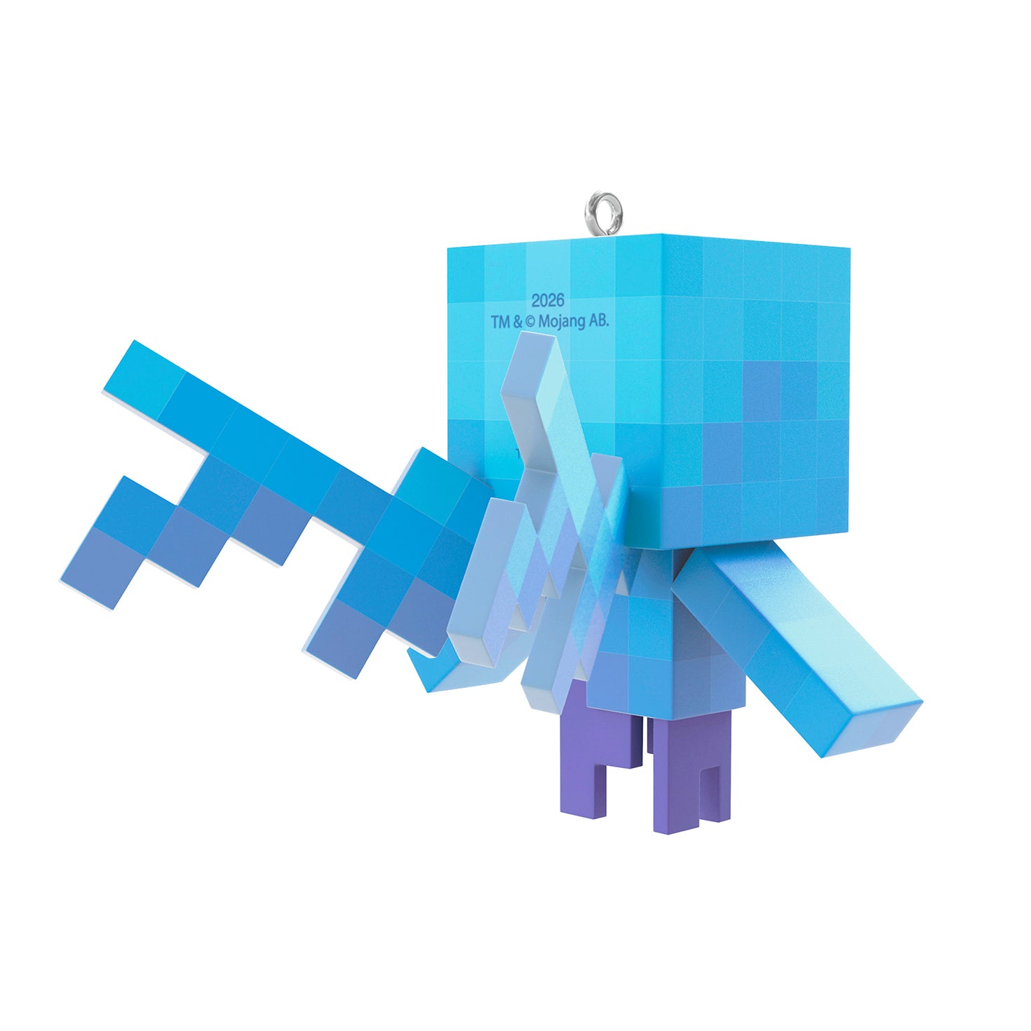 Minecraft Allay — 2026 Hallmark Keepsake Christmas Ornament, vibrant blue pixelated design, back view, detailed craftsmanship