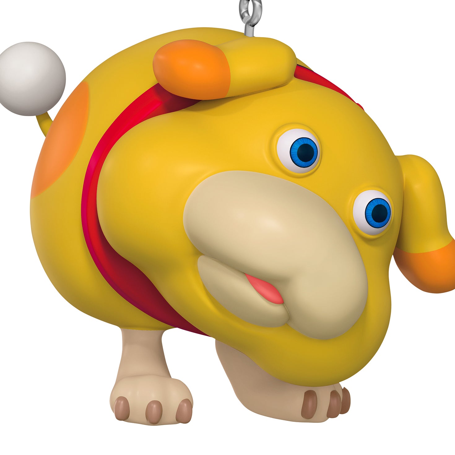 Nintendo Pikmin Oatchi — 2026 Hallmark Keepsake Christmas Ornament in vibrant yellow with a playful expression and tail puff, angled view