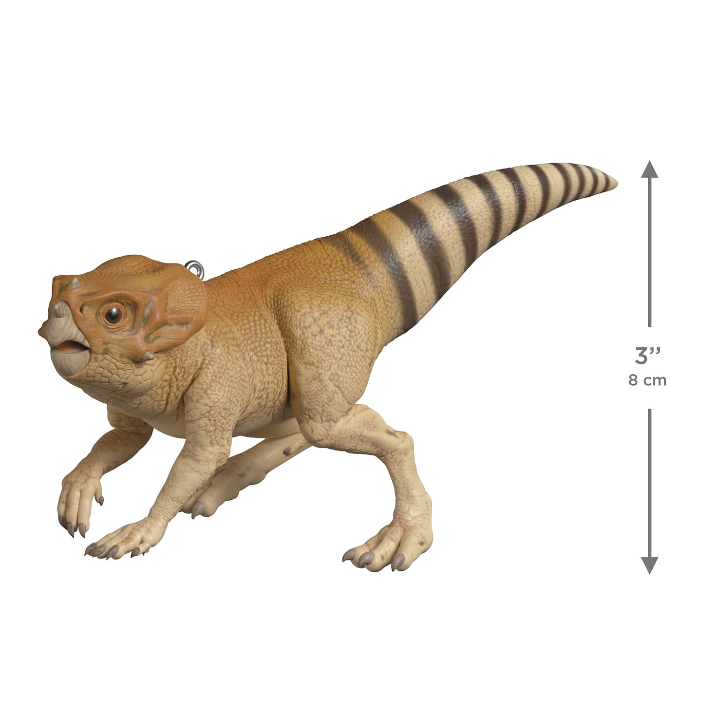Jurassic World Rebirth "Dolores" the Aquilops — 2026 Hallmark Keepsake Christmas Ornament in a detailed side view, 8 cm, dinosaur design