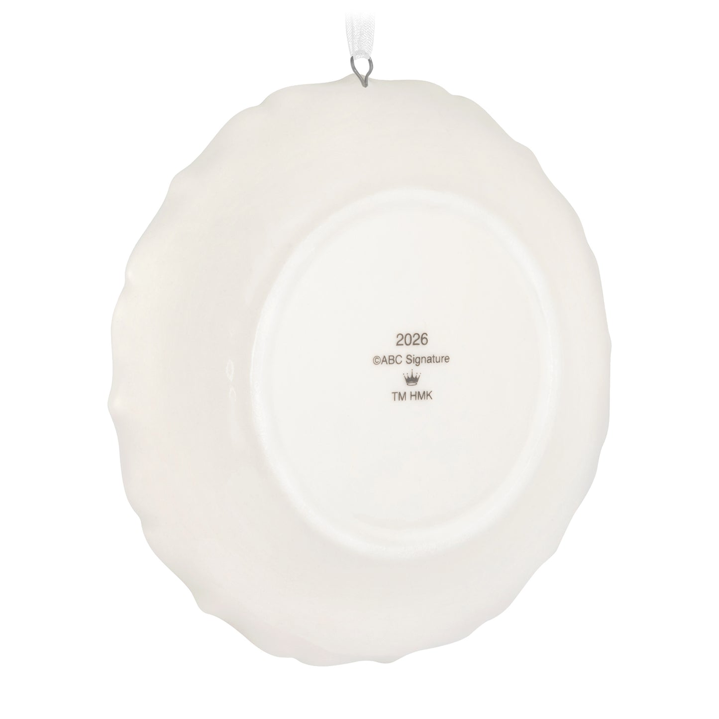 The Golden Girls Can I Ask a Dumb Question?, porcelain — 2026 Hallmark Keepsake Christmas Ornament, back view with embossed details.