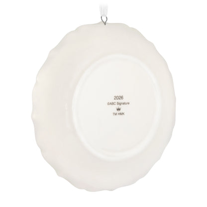 The Golden Girls Can I Ask a Dumb Question?, porcelain — 2026 Hallmark Keepsake Christmas Ornament, back view with embossed details.